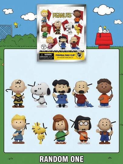  Peanuts Officially Licensed Blind Box 3D Figurine Bag Clip Charms Anime Figure Keychain Backpack Decor Random PVC 1Pc Collectible Gift Snoopy Charlie Brown Sally Schroeder Linus