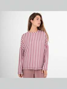 Tramas+ Secret Damen-Pyjama mit langen Streifen und Marseille-Rosette für pure Eleganz und Komfort: Stilvoll gekleidet in diesem farbenfrohen Design, erhältlich in den Größen S, M, L und XL für eine perfekte und bequeme Passform in Ihren entspannenden Momenten. Ideal für jede Jahreszeit dank weichem Stoff und leuchtenden Farben, die Ihrem Alltagslook Wärme und Freude verleihen. - ROSETTE - Übersicht 1
