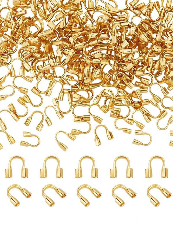 100/200/500个装 U 型线材保护环。U 型扣环采用铜管定位管制成，末端管夹适用于手工制作的手链、项链和艺术、工艺品及缝纫用品。5.96美元 > 手工串珠首饰、首饰用品 > 首饰制作零件 > 首饰制作绳端配件