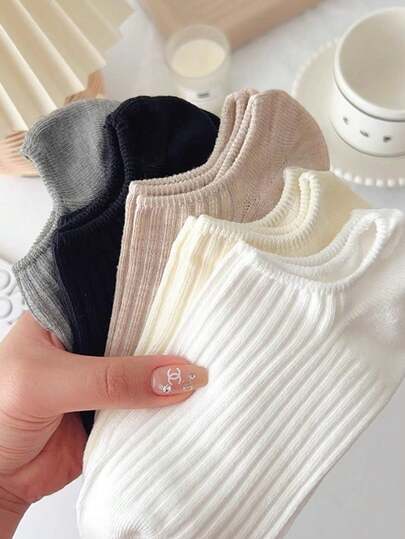 6 Pairs Solid Color Casual Boat Socks, Unisex, Thin Spring Style, Suitable For Casual & Formal Occasions, Comfortable Daily Wear, Minimalist Design, Soft Fabric