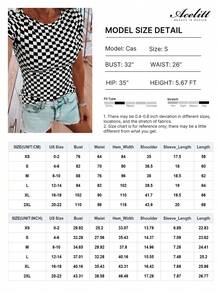 Acelitt Colorblock Checkerboard Print Ribbed Slim Fit Round Neck Short Sleeve T-Shirt, Summer - Black - View 2