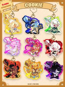 Acrylic Cartoon Character Keychain, COOKIE RUN, COOKIE KINGDOM, Anime Pattern, Car Key Chain, Keyring, Bag Pendant, Special Gift For Friends - Cookie and Cake Combination Design - View 1