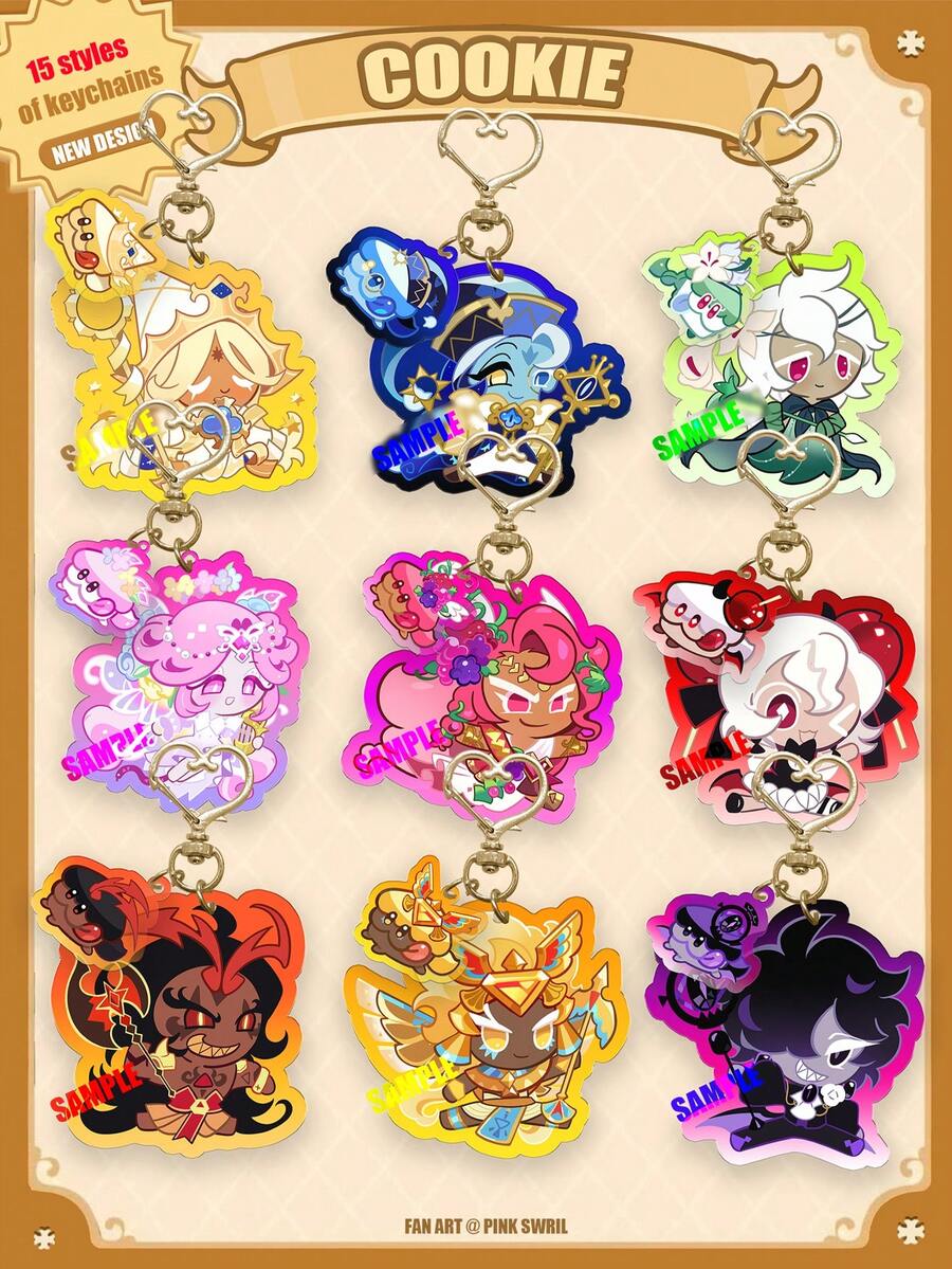 Acrylic Cartoon Character Keychain, COOKIE RUN, COOKIE KINGDOM, Anime Pattern, Car Key Chain, Keyring, Bag Pendant, Special Gift For Friends - Cookie and Cake Combination Design - View 1