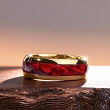 1 Men's 8mm Titanium Steel 304 Stainless Steel Ring Paired With Red Bloodstone - Modern Wedding Ring, Valentine's Day Father's Day Fashion Accessory, Simple Style Luxurious Appearance, Romantic Gift, Elegant Design - Red - View 14