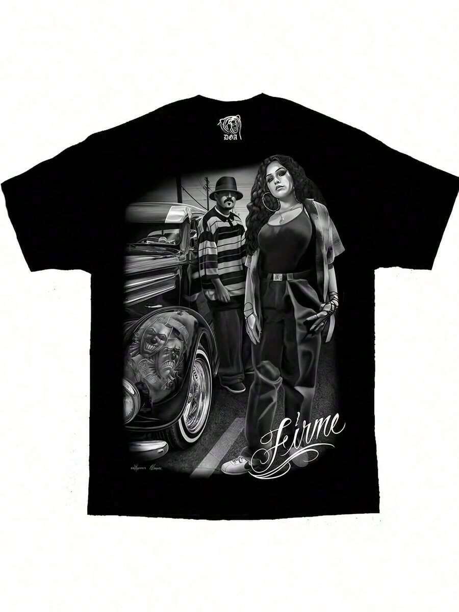 Firme Art D Gonzales DGA Lowrider T-Shirt, Comfortable Cotton, Round Neck, Short Sleeve, 180g - Black - View 1