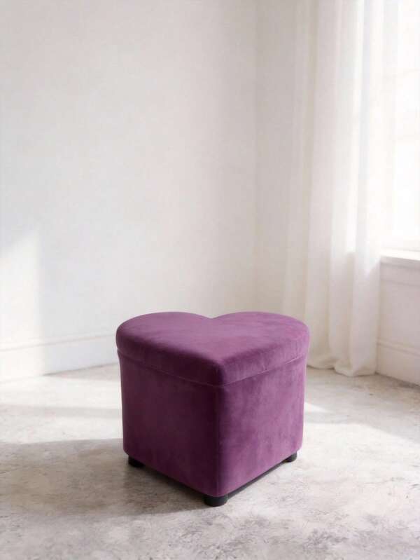 Banco para tocador estilo glam en forma de corazón tapizado color rosa asiento puff para maquillaje silla para vanity cómodo y decorativo