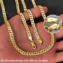 1 chiếc vòng cổ dày 6mm thời trang cổ điển bằng vàng 18k (Thiết kế họa tiết khác nhau hai mặt) Phong cách Hip Hop Phù hợp cho nam nữ các cặp đôi Trang phục dự tiệc hàng ngày Dây chuyền đa năng Trang sức mọi mùa - Vàng - Xem 1
