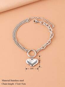 1 Stainless Steel Love Ring Double Titanium Bracelet European And American Style Gold Luxury Niche Girls Daily Dating Valentine's Day Accessories. - Bracelet - View 5