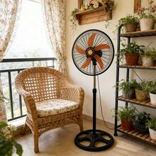 Ventilador Oscilante Portátil con Base de Alta Velocidad y Altura Ajustable, 5 Páginas de Plástico para Uso en Hogar, Oficina y Exteriores - Naranja - Ver 1