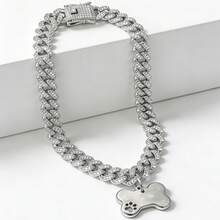 2 chiếc vòng cổ sang trọng phong cách Hip Hop cho chó, mặt dây chuyền hình xương bằng thép không gỉ đính đá, vòng cổ dây xích kiểu thời trang cho thú cưng, thích hợp đeo hàng ngày. - Nhiều màu - Xem 5