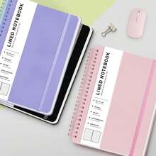 Lined Spiral Journal Notebook, B5 Spiral Notebook, 7.8''*10'' Journaling Notebooks For Work, School, Women, College Ruled Spiral Notebook, Hardcover Leather Notebook For Note Taking Business, Purple - ColorL - 查看 6