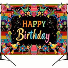1pc Colorful Floral "Happy Birthday" Decoration Banner, Suitable For Outdoor/Indoor Photo Shooting, Graduation Ceremony And Theme Event Photography Backdrop. No Power Required, Creative Decoration Design Gives A Vibrant Impression. - A - View 8