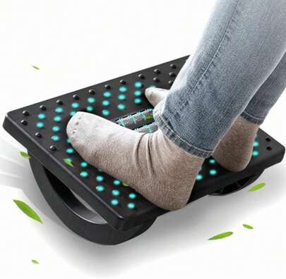 CasaZenith Foot Rest For Under Desk At Work - Ergonomic Foot Stools For Under Office Desk - Rocking Footrest With Roller Massager - Leg Rest For Chair, Computer Gaming - Promote Leg Circulation