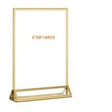 6pcs Acrylic Display Stand 6x8 Inch, Double-Sided Gold Photo Frame, Gold Vertical Table Number Card Holder Stand, Wedding Office Restaurant Party Table Card Menu Display Rack - Gold - View 13