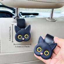 2pcs 3D Cartoon Cat Car Seat Headrest Hook Hanger Universal Vehicle, Car Storage Organizer For Handbag Purse Coat, Cute Things For Cars - A - View 4