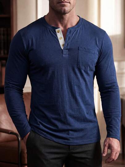 glestore Camisa polo deportiva casual con estilo de billete retro para hombres, cuello medio abierto de color contrastante, manga larga ligera, se puede usar sola o en capas, serie primavera/verano/otoño, uso casual diario