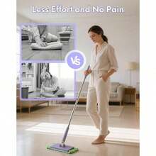 1pc Lazy Mop (Includes 10 Cleaning Cloths) - Zero-Contact Mini Mop For Easy Cloth Replacement, 360° Rotating Mop Head And Adjustable Handle, Suitable For Both Wet And Dry Use, Wide Cleaning Range, And Space-Saving Wall-Mounted Design. - A - 查看 4