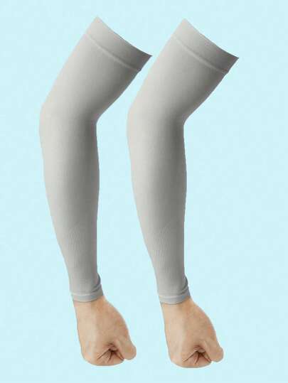 1 Pair Unisex Fashion Solid Color Cooling Arm Sleeves, Suitable For Daily Wear