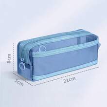 Mesh Pencil Case, Double Layer Large Capacity Transparent Stationery Bag, Student Exam Pencil Pouch, Middle School Exam Dedicated Stationery Bag - Multicolor - View 10