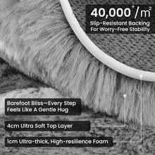 Treeboy Fluffy Area Rug Thick & Shaggy Carpet For Living Room & Bedroom Floor, Home Decor Anti-Slip Soft Carpet Floor Mat - Gray and White Wavy Pattern - View 8