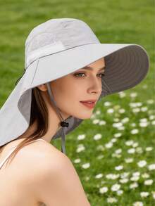 1pc UV Protection Wide Brim Sun Hat, Outdoor Unisex Summer Fishing Cap With Face & Neck Coverage - Multicolor - View 3