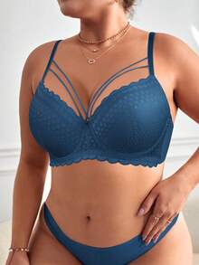 mimilemon 2 piezas Sujetador de encaje con aros para mujer de talla grande, conjunto de lencería cómoda - Multicolor - Ver 7