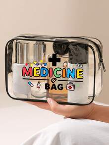 新款透明洗漱包 - 旅行必备，便携式拉链旅行洗漱包，沙滩透明PVC洗漱包，防水收纳袋，透明收纳袋，带数据线和USB接口收纳袋，可存放药品、医疗包等。药袋、药盒、药盒、药瓶、药罐、医院包、急救包、药品收纳袋、药品收纳袋、邮轮必备、度假必备、旅行用品 - 彩色 - 查看 6