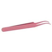 ARTSTAR 1pc Stainless Steel Curved Straight Eyebrow Tweezers False Eyelashes Nail Art Eyelash Tool - Baby Pink - View 8