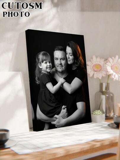 1 Peça Pintura em Tela Personalizável de Foto Familiar com Moldura, Pintura em Tela Familiar Personalizada, Pintura em Tela Personalizada do Mercado Impresso, Multiuso, Reutilizável, Belamente Decorada, Elegante, Adequada para Jantares Grandiosos, Ambiente Aconchegante, Celebrações de Inauguração de Casa e Outras Ocasiões.