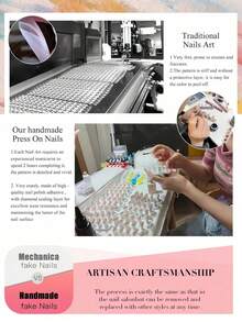 10 piezas de pegatinas de arte de uñas hechas a mano, puntas de uñas de almendra acrílicas desmontables, diseños minimalistas lindos adecuados para festivales, Año Nuevo, San Valentín, fiestas, uñas de temporada Uñas postizas hechas a mano - Burdeos - Ver 6