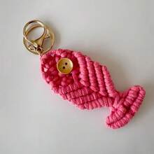 手工编织时尚创意鱼形钥匙扣棉绳简约吊坠包包配饰汽车挂件手机挂饰 - 彩色 - 查看 19