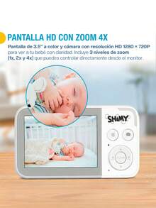 Shimy Monitor para Bebé con Pantalla a Color y Cámara HD, Visión Nocturna y Audio Bidireccional - Blanco - Ver 5