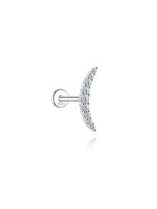 SereneSpark 1Pc 925 Sterling Silver Moissanite Classic Geometric Elements Stud Earring Flat Back Cartilage Helix Piercing Hypoallergenic Pure Silver Suitable For Women For Daily, Dates, Vacation, Wedding, Party, Holiday Gift - Silver - View 16