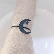 6 piezas Anillos para servilletas en forma de media luna, decoración creativa para la mesa de comedor, portaservilletas de tela para cocina y comedor, adecuados para reuniones, fiestas y picnics - Multicolor - Ver 4