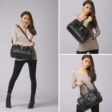 Retro Biker Skull Handbag - Gothic Studded Doctor Bag, Edgy Shoulder Bag For Women, Perfect For Motorcycle Enthusiasts & Dark Aesthetic - 黑色 - 查看 7