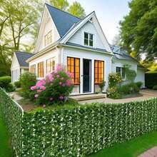 1片可伸缩人造常春藤隐私屏风 - 塑料藤蔓叶片面板，适用于人造绿墙、户外花园、露台、阳台装饰，多功能绿色篱笆装饰，适用于母亲节、毕业典礼、夏季装饰 - 多色 - 查看 8