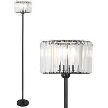 Black Floor Lamp For Bedroom, Modern Floor Lamp For Living Room With K9 Crystal Shade, Industrial Standing Lamp With On/Off Switch, Vintage Corner Tall Lamp For Nursery Office Kids Girls Room - 美規A型插(110-127V) - 查看 10