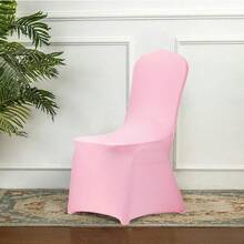 1 pieza Funda de silla rosa, funda elástica de spandex y poliéster para silla, adecuada para bodas, fiestas y banquetes, funda de silla con volantes - rosa - Ver 8