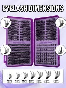 608/544/528pcs DIY False Eyelash Set. This Set Includes Various Styles Of False Eyelashes Ranging From 8-16mm In Length, Including Holiday Lashes, Cat Eye Lashes, Fairy Lashes And Lashes That Enlarge The Eyes. Soft And Long-Lasting, The Set Includes Eyelash Glue, Eyelash Brush And Tweezers. Suitable For Daily Wear, Dates, Parties And Festivals, Easy To Use. - Purple - View 7