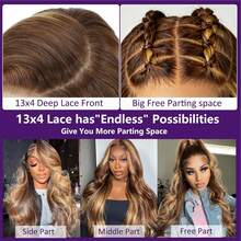 13x6 高清蕾丝前假发，波浪卷发，8-34 英寸 - 200% 高密度预拔毛无胶假发，真人混纺发丝，女士适用，无需胶水，即戴即用 - SP4/27 - 查看 5