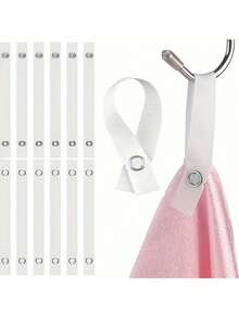 10Pcs Multipurpose Reusable Polyester Button Loop Hanger, Durable Towel Clip Strap, Space Saving Storage Organizer Straps For Bathroom, Kitchen And Closet, For Home Organization - Multicolor - View 4