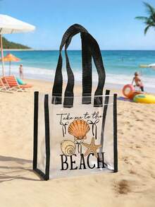 新款“带我去海滩”防水透明PVC手提袋，化妆包，购物袋，果冻袋，礼品袋，透明单肩手提袋，派对包，婚礼生日派对礼品袋，手工手提袋，派对礼物，生日装饰品，派对礼物装饰品，婚礼装饰品，派对用品，时尚透明，女士防水透明包，度假 - 彩色 - 查看 4