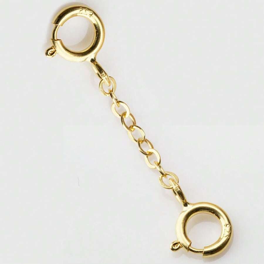 9ct Yellow Gold Necklace Necklet Extender Bracelet Safety Chain 6cm -2x Bolt Rings - Gold - View 1