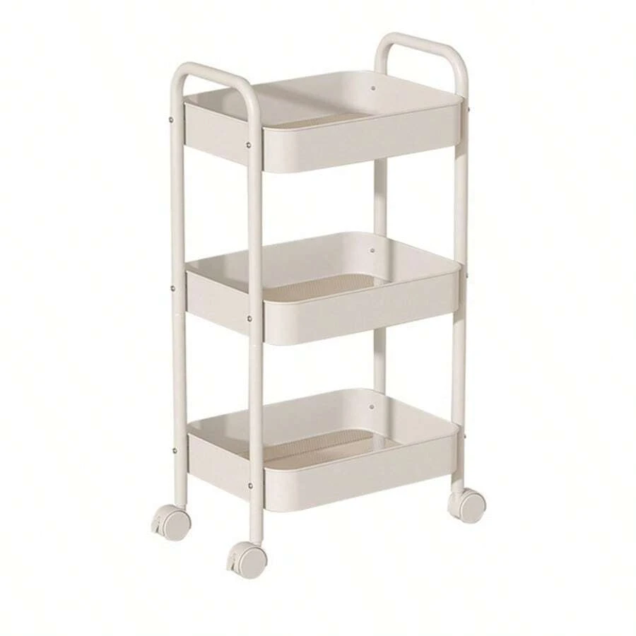 Multipurpose Organizer Cart With 3 Levels, Wheels With Brakes And Ergonomic Design: The Ultimate Solution For Storage At Home, Office And Beauty Salon, Saving Space And Facilitating Mobility. - trắng - Xem 1