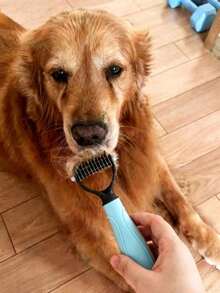 1 Set de 2 Cepillos para Aseo de Mascotas, Cepillo Desenredante + Cepillo de Aguja Fina Autolimpiante, Cuchillas Dobles para Desenredar Rápidamente, Cepillado Suave en Un Solo Paso, Acicalado Profundo, Dientes Redondos Respetuosos con la Piel, Desechado con Un Solo Clic, Reduce el Pelo Suelto - Azul - Ver 10