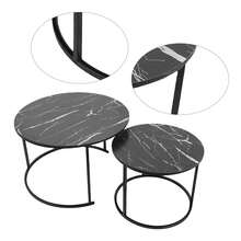 Juego de mesa de centro redonda de aspecto moderno, resistente, a prueba de deformaciones, apilable, mesa auxiliar para el hogar, sala de estar y dormitorio. - Negro 1 - Ver 3