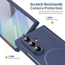 VIETAO With Tempered Galaxy Screen Protector Magnetic Wireless Charging Foldable Phone Case Compatible With Samsung Galaxy Z Fold 7 6 5 4 Full Cover Phone Case - Blue - View 8