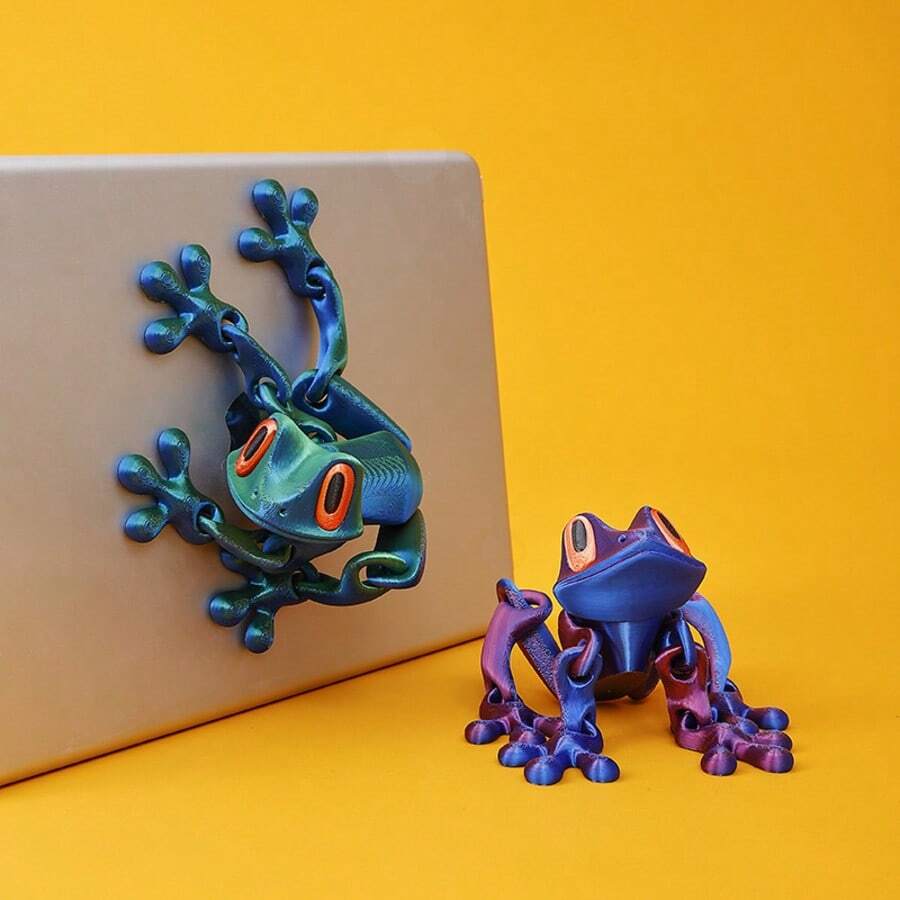 3D Printed Stress Relief Frog Animal Model Toy, Realistic Movable Joints Limbs, 3D Printed Animal Model, Vibrant Eyes, No Power Required, Plastic Structure, Suitable For Desk, Refrigerator, Car Decoration, Home And Office Decor, Aquarium Decoration, Ideal Gift For Nature Lovers, Christmas