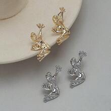 1 Pair Retro Frog Design Earrings, Unique Quirky Cute Animal Earrings, Versatile Fashionable Accessory - Frog - View 6