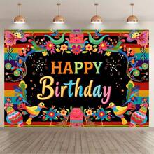 1pc Colorful Floral "Happy Birthday" Decoration Banner, Suitable For Outdoor/Indoor Photo Shooting, Graduation Ceremony And Theme Event Photography Backdrop. No Power Required, Creative Decoration Design Gives A Vibrant Impression. - A - View 4